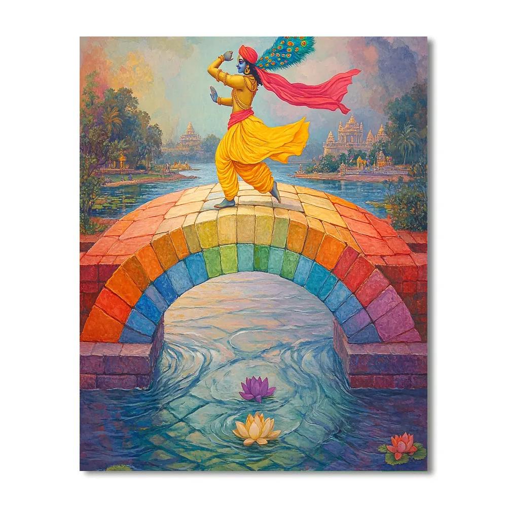 Krishna And The Rainbow Yamuna Bridge painting number kit
