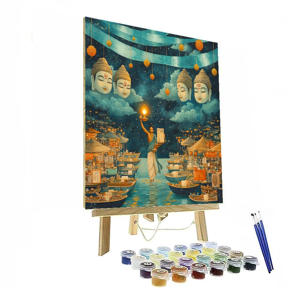 Brahma Lanterns Over The Sky Market Paint by numbers kits