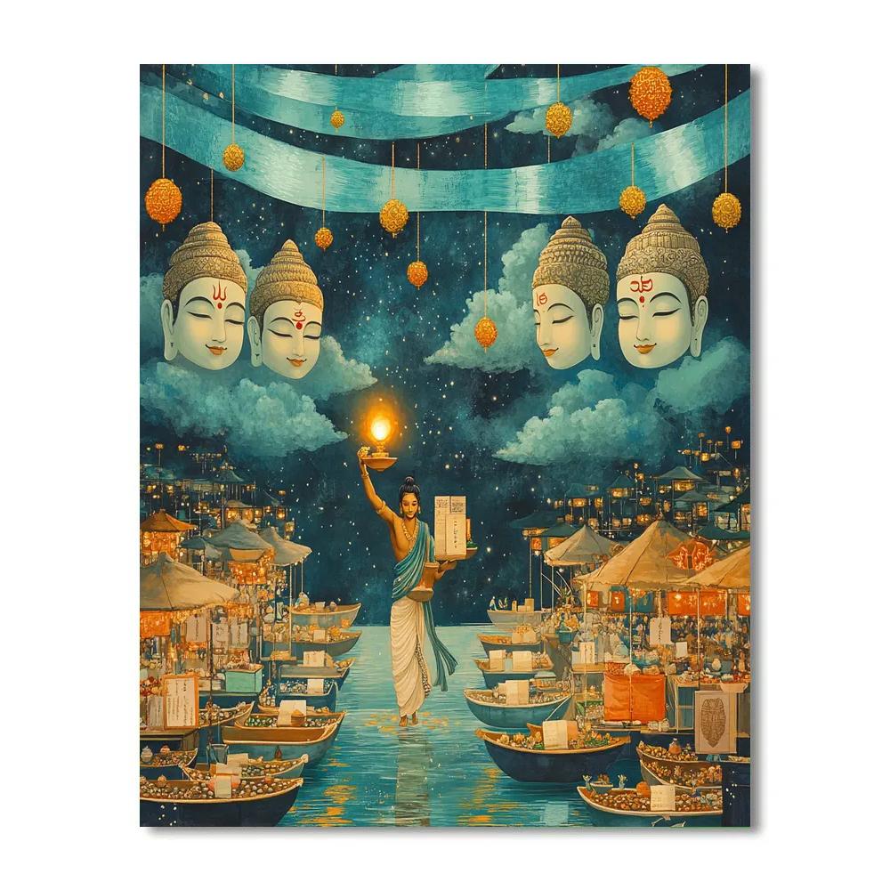 Brahma Lanterns Over The Sky Market Paint by numbers kits