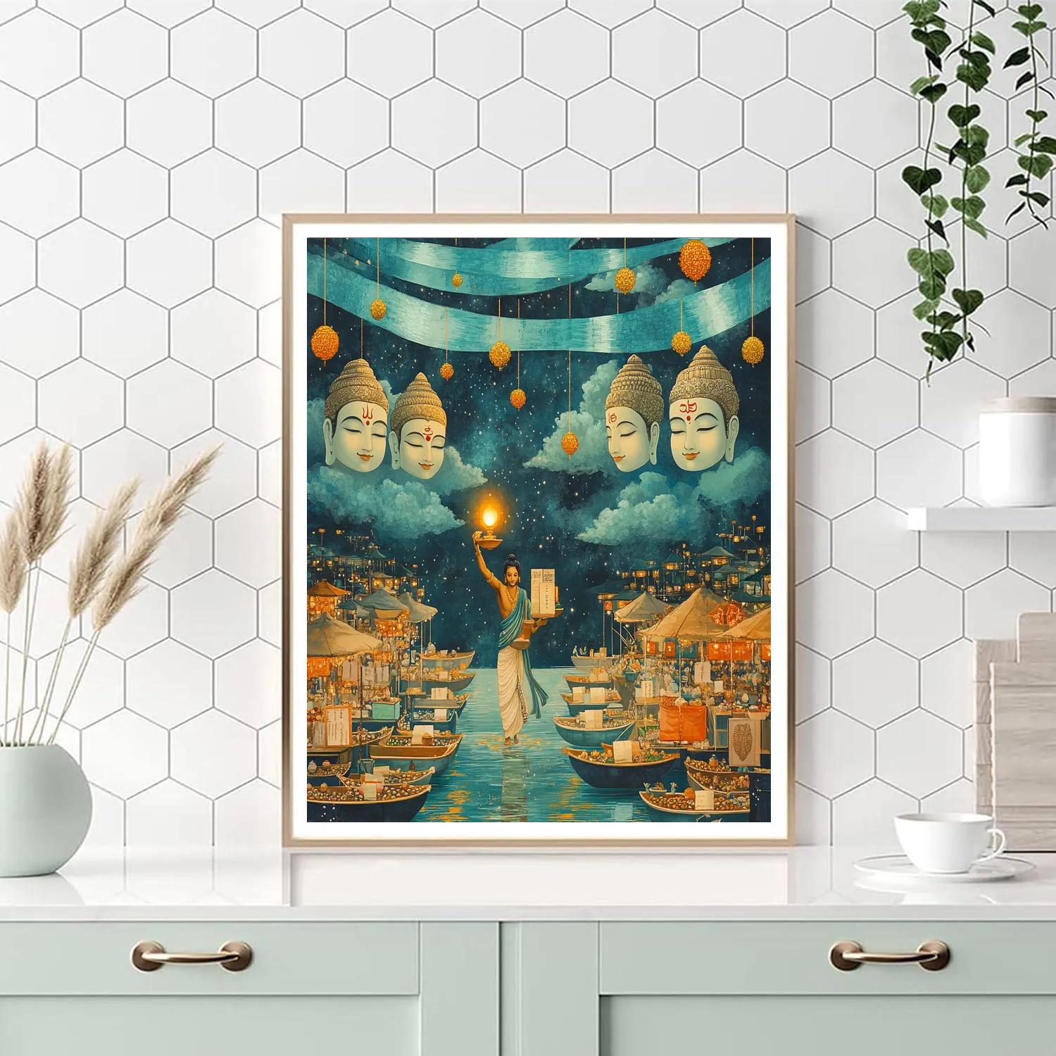 Brahma Lanterns Over The Sky Market Paint by numbers kits