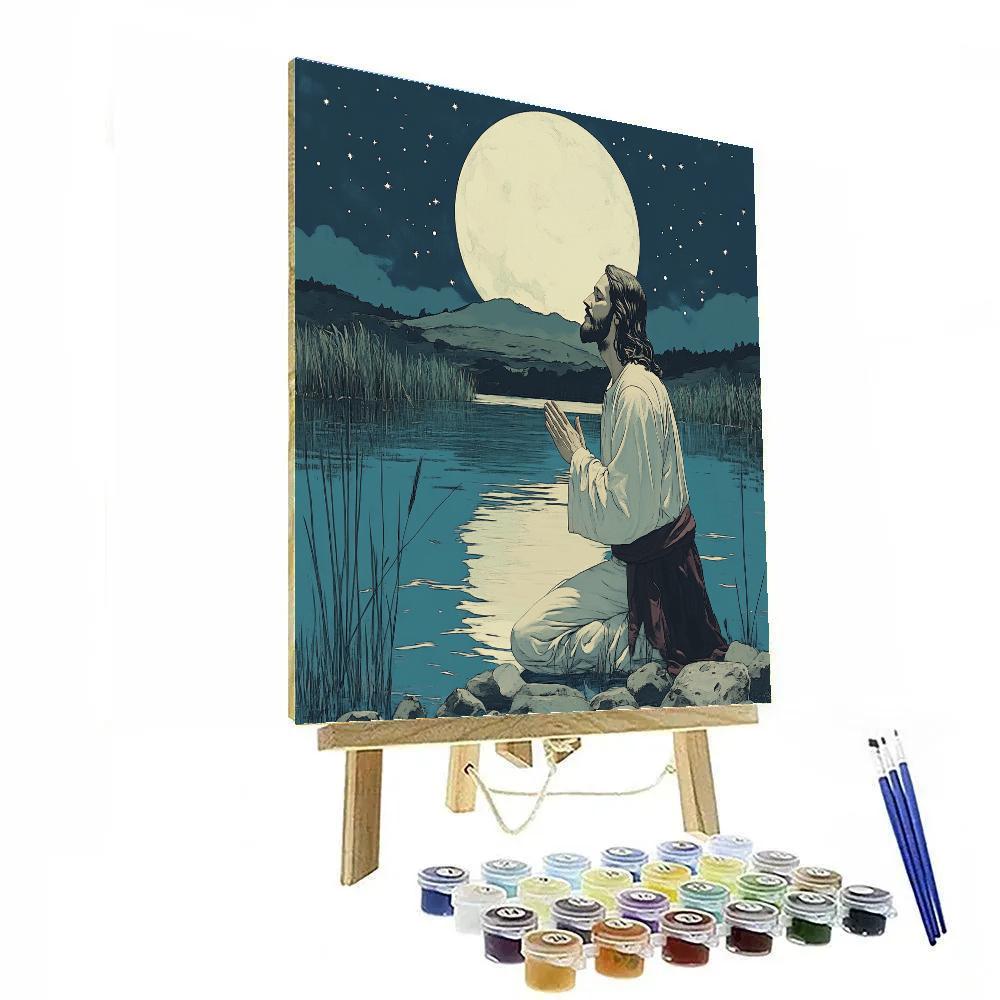 Midnight Lake Prayer With Jesus DIY paint by numbers