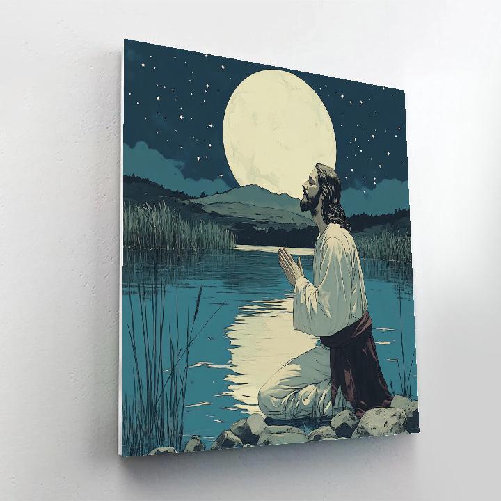 Midnight Lake Prayer With Jesus DIY paint by numbers