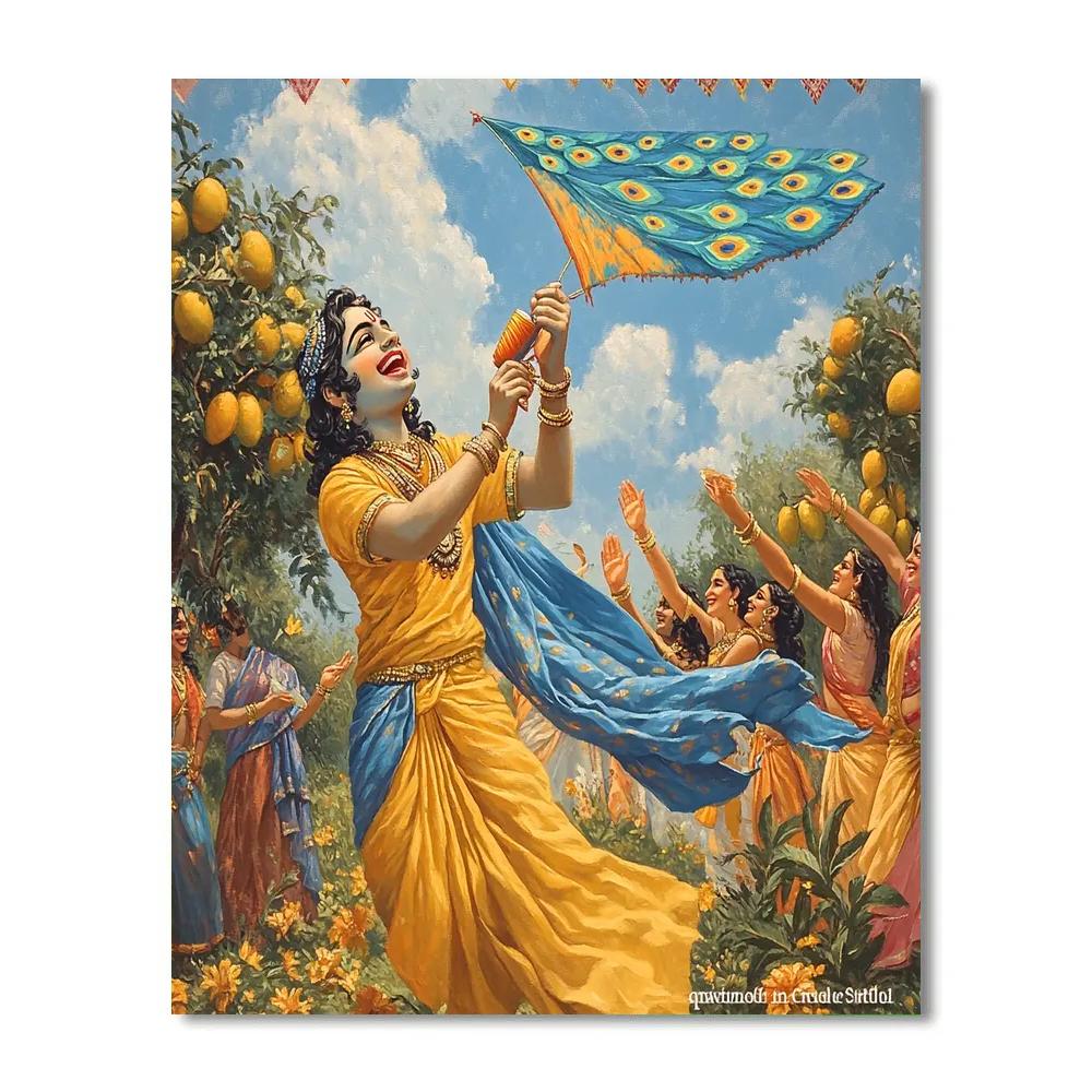 Krishna And The Mango Orchard Kite Festival Paint by numbers kits