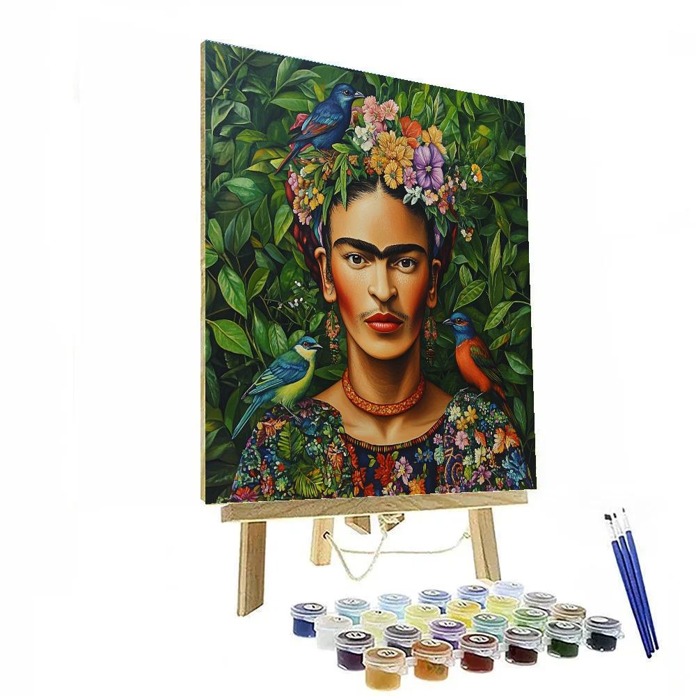 Frida Kahlo Inspired Portrait With Tropical Birds painting number kit