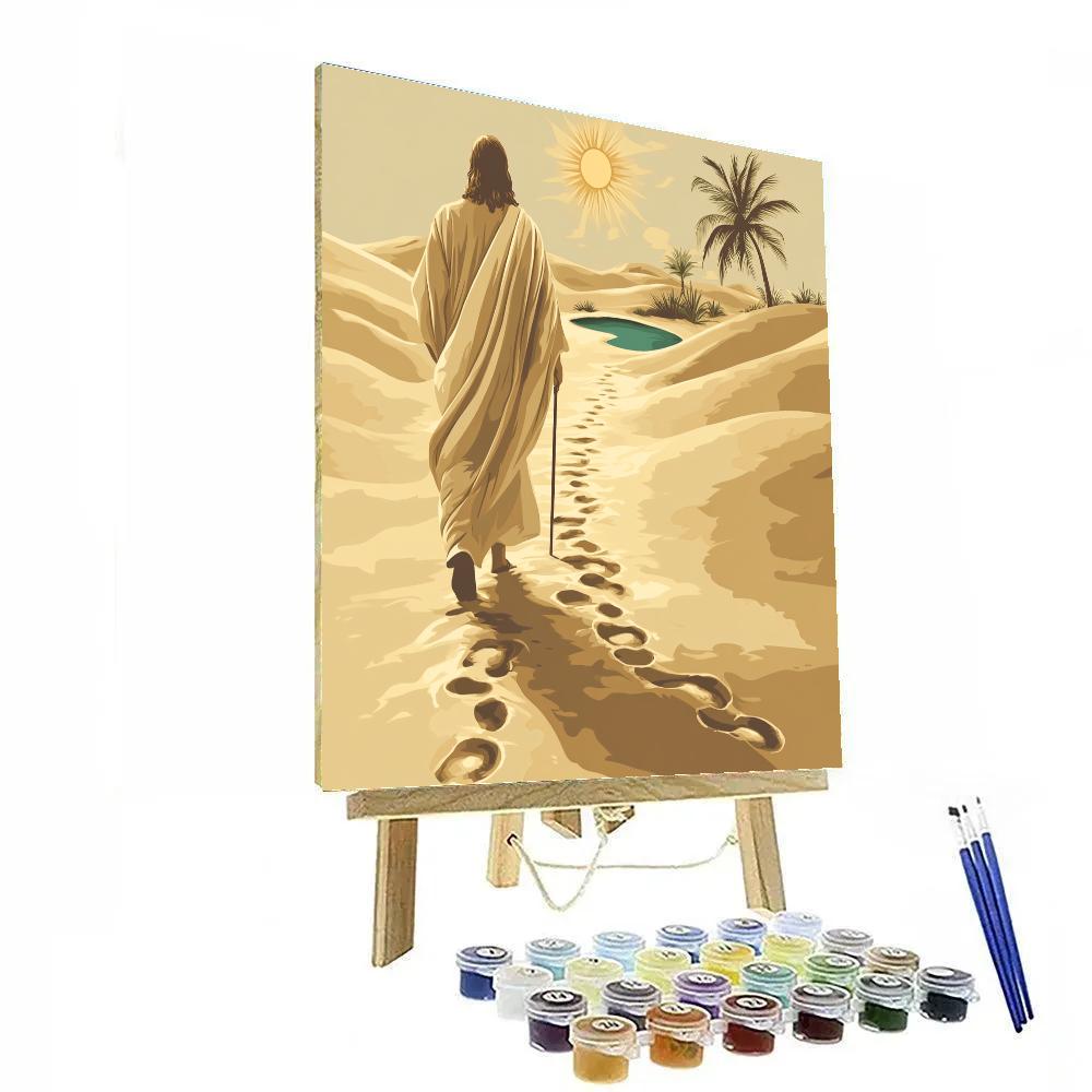 Desert Footprints With Jesus Behind You painting number kit