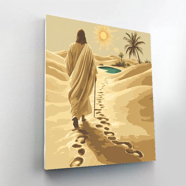 Desert Footprints With Jesus Behind You painting number kit