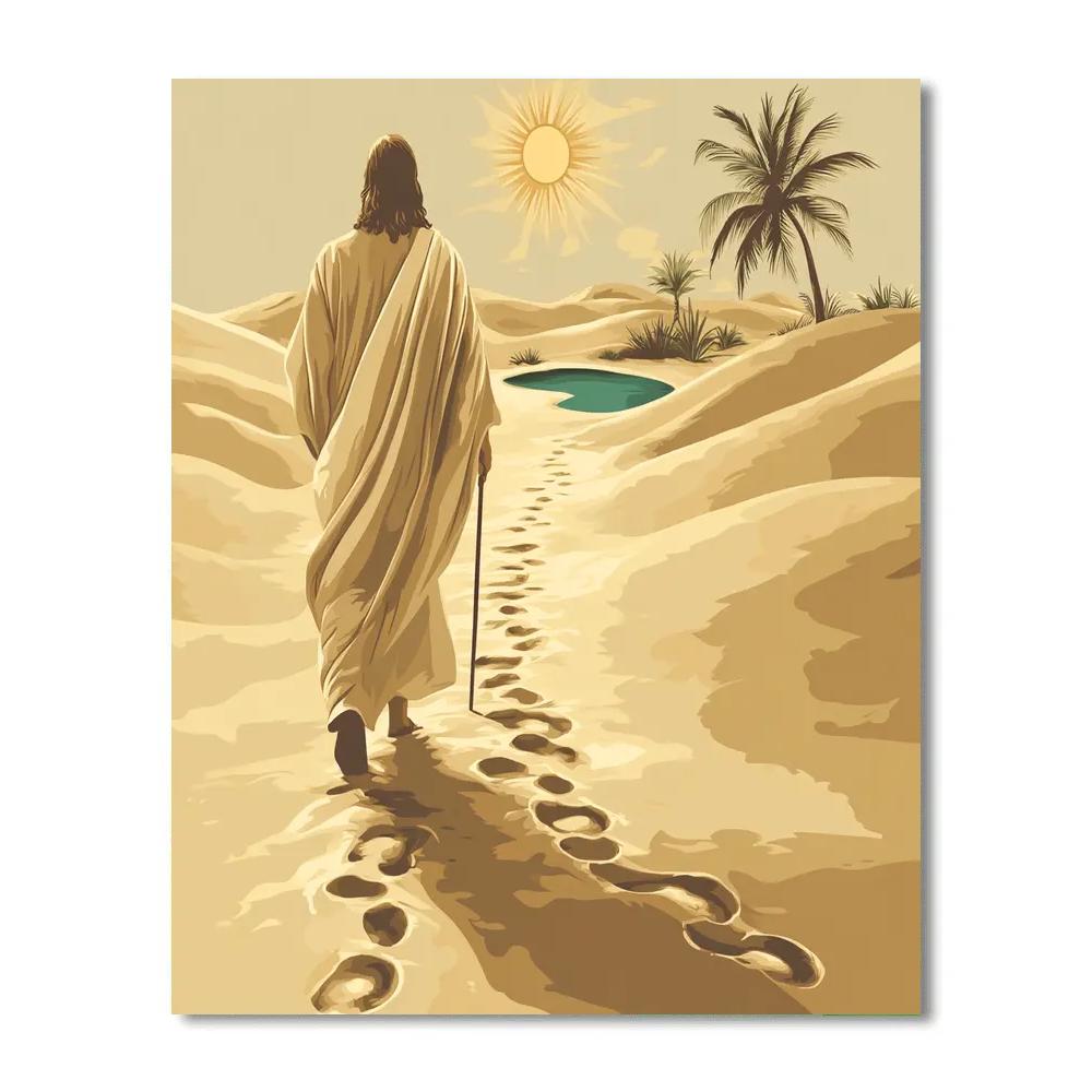 Desert Footprints With Jesus Behind You painting number kit