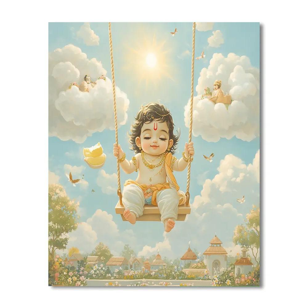 Krishna And The Floating Cloud Swing Numbered painting kits