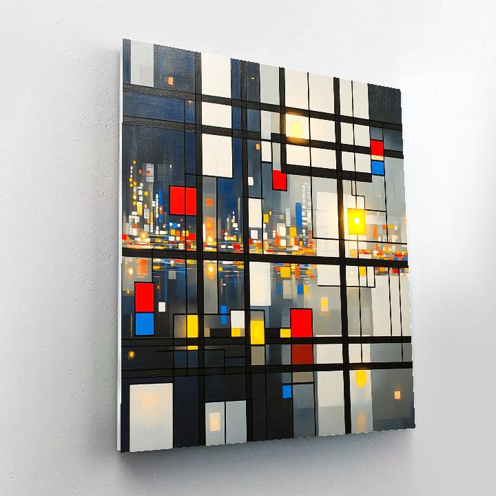 Piet Mondrian Inspired Geometric Citylights Map Numbered painting kits