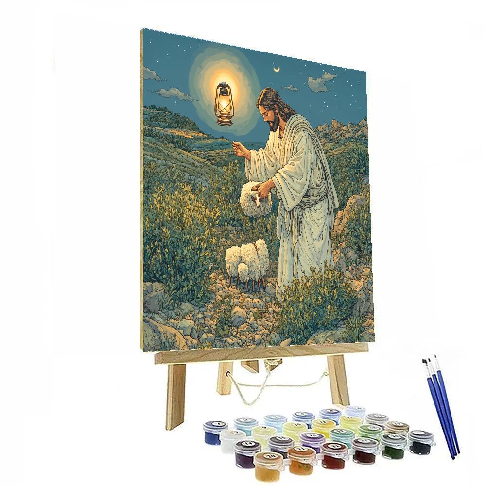 Jesus And The Lost Sheep Lantern Search paint by color