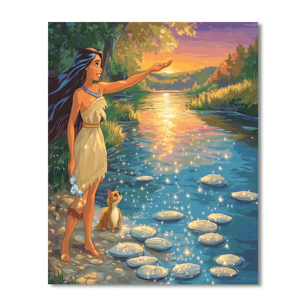 Pocahontas And Meeko River Stone Skipping Disney Inspired Paint by numbers art
