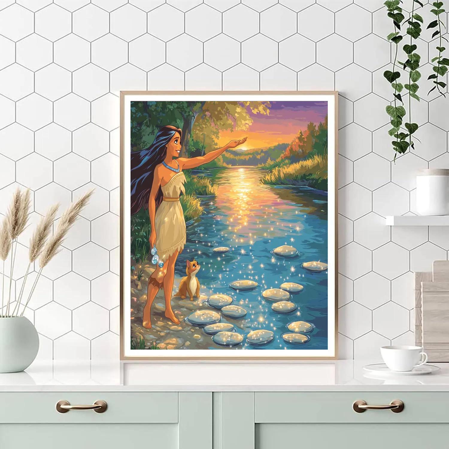 Pocahontas And Meeko River Stone Skipping Disney Inspired Paint by numbers art