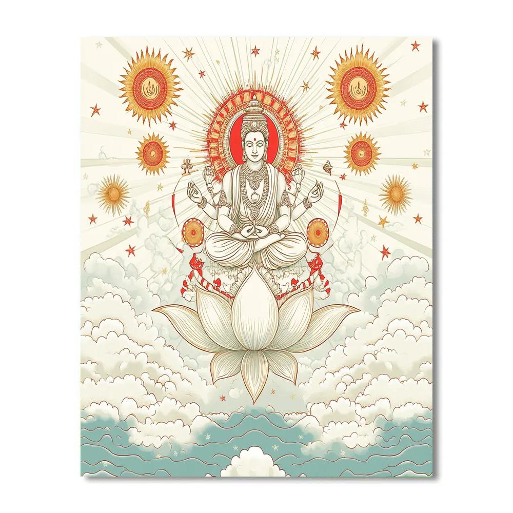 Sky Chariot Brahma Over Cloud Oceans painting number kit