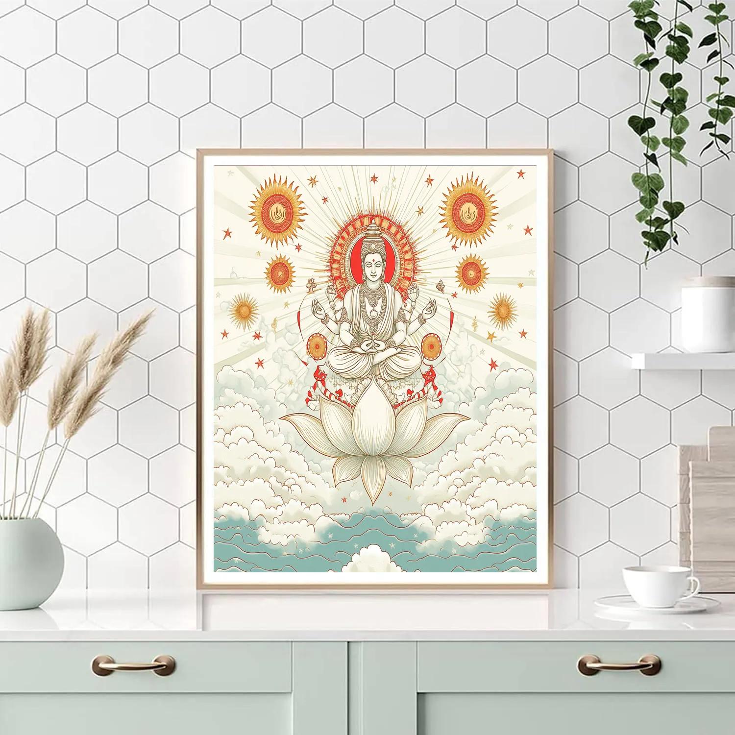 Sky Chariot Brahma Over Cloud Oceans painting number kit