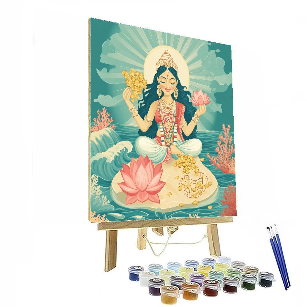 Shoreline Treasure Map With Lakshmi Blessing painting number kit