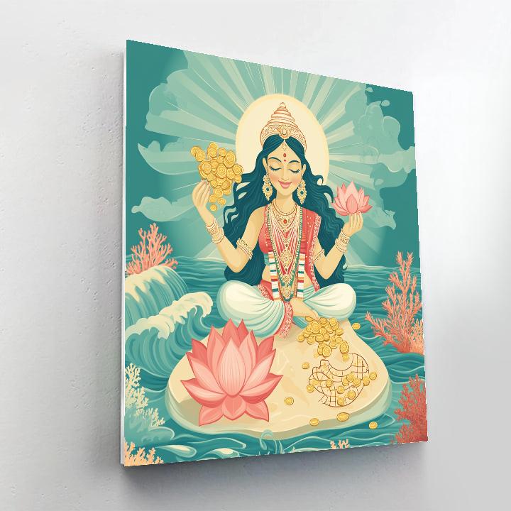 Shoreline Treasure Map With Lakshmi Blessing painting number kit