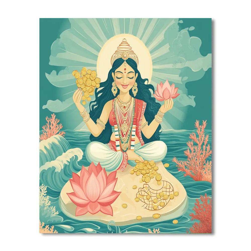 Shoreline Treasure Map With Lakshmi Blessing painting number kit