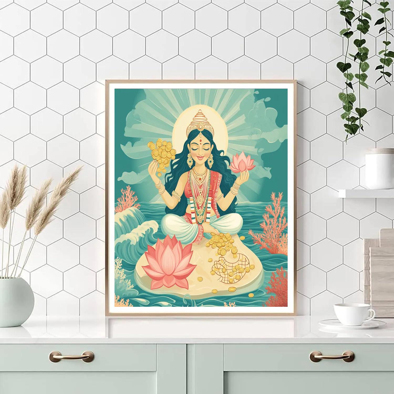 Shoreline Treasure Map With Lakshmi Blessing painting number kit