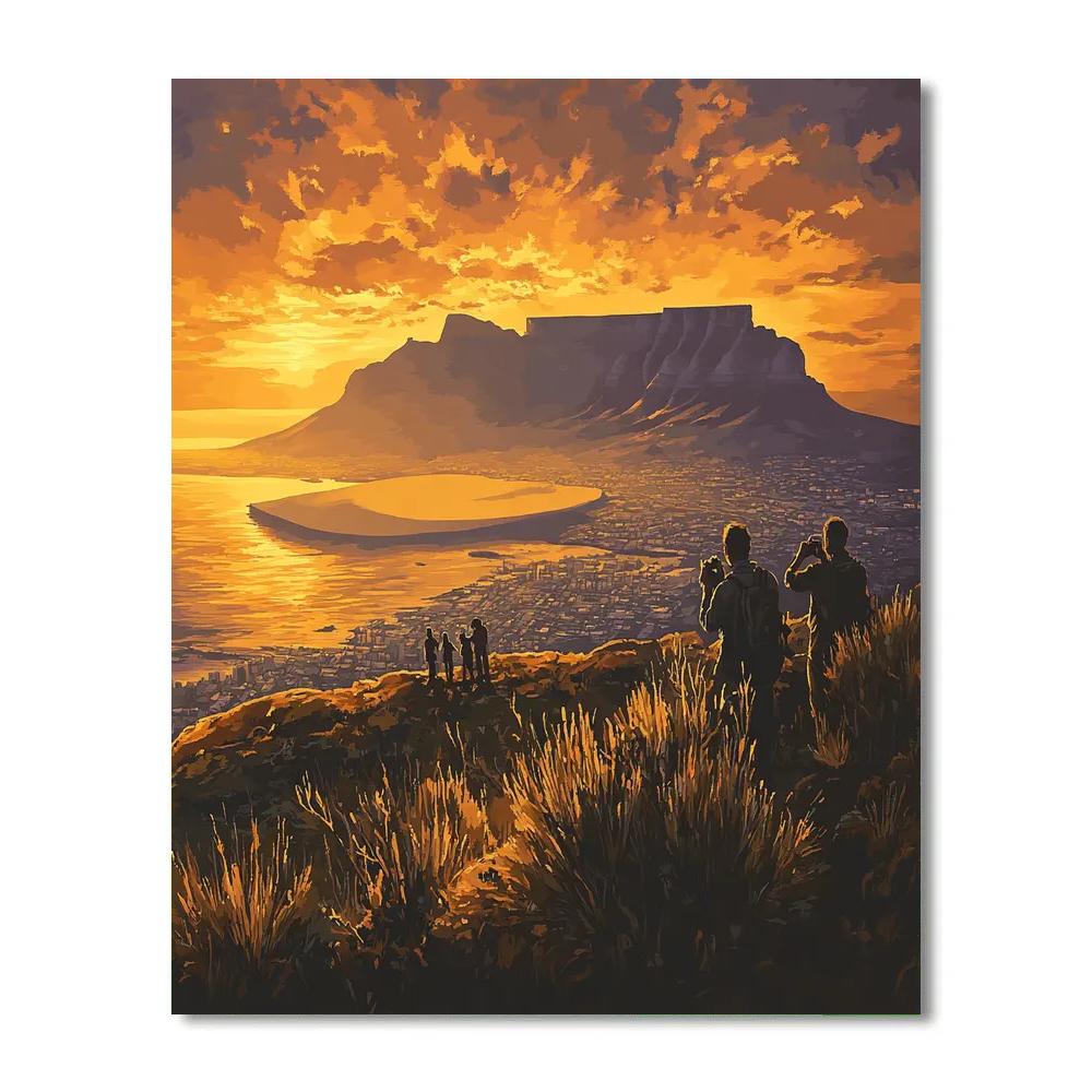 Sunset Above Table Mountain From Signal Hill Cape Town South Africa Numbered painting kits