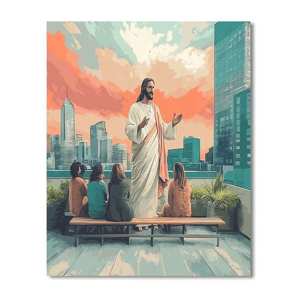 City Rooftop Sermon With Jesus Today DIY paint by numbers