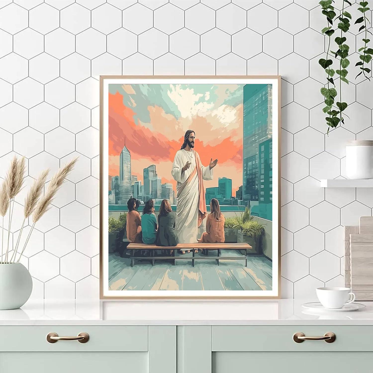 City Rooftop Sermon With Jesus Today DIY paint by numbers