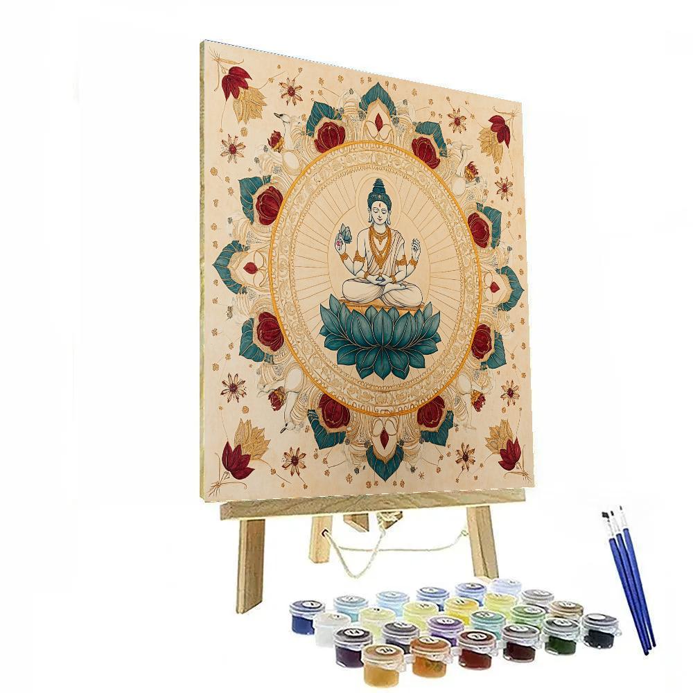 Brahma Mandala Garden In Golden Symmetry Paint by numbers art