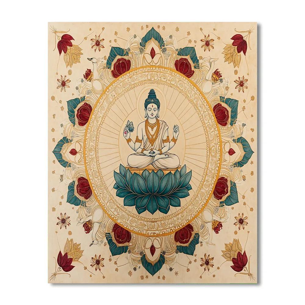 Brahma Mandala Garden In Golden Symmetry Paint by numbers art