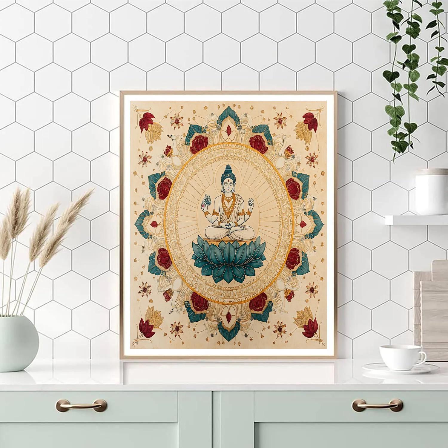 Brahma Mandala Garden In Golden Symmetry Paint by numbers art