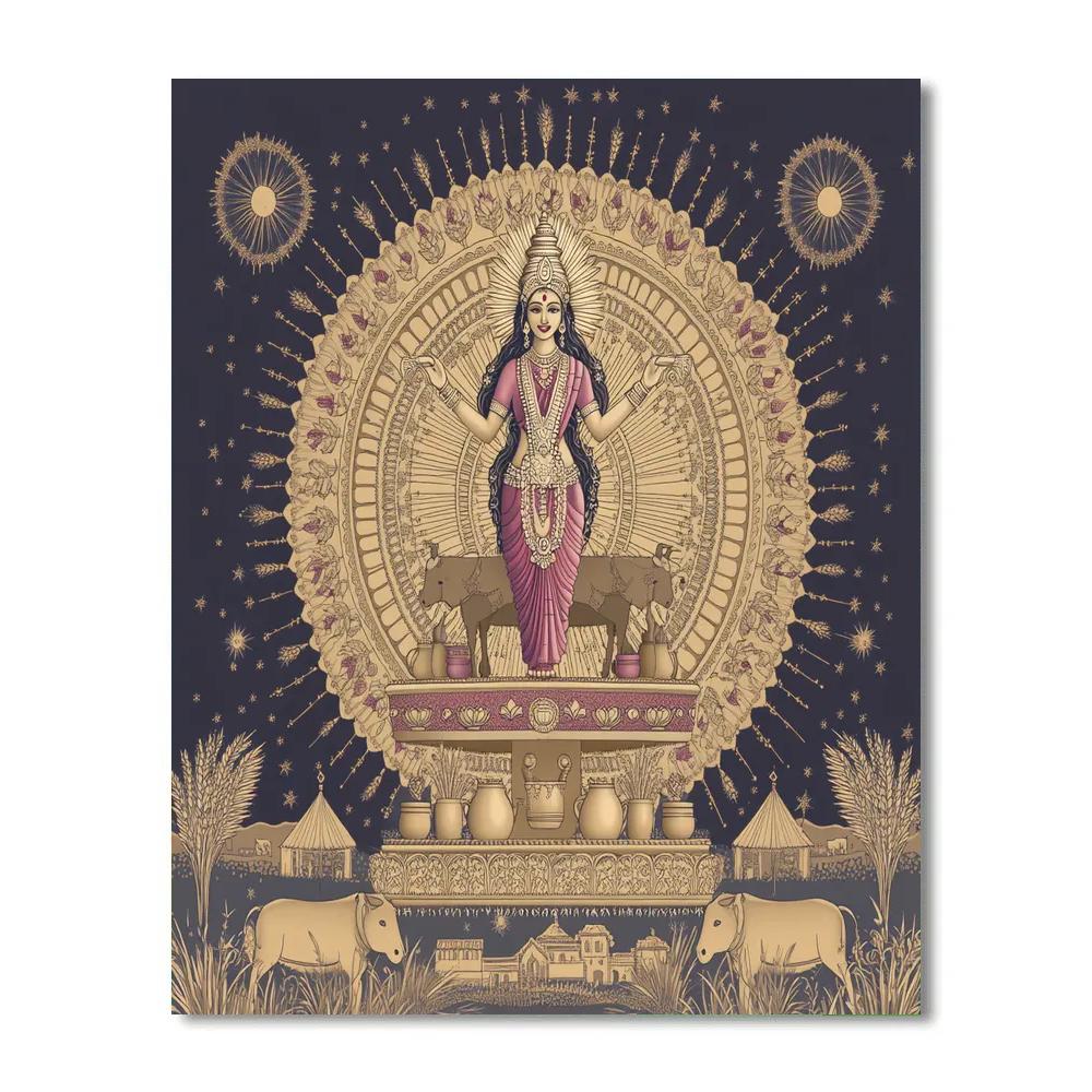 Lakshmi-Crowned Harvest Carousel Numbered painting kits