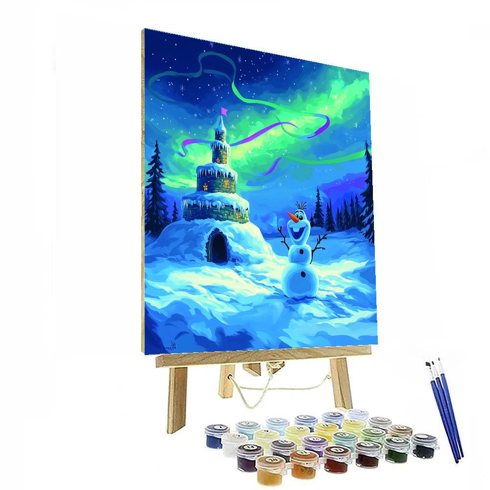 Olaf Aurora Snow Fort Disney Inspired Number painting