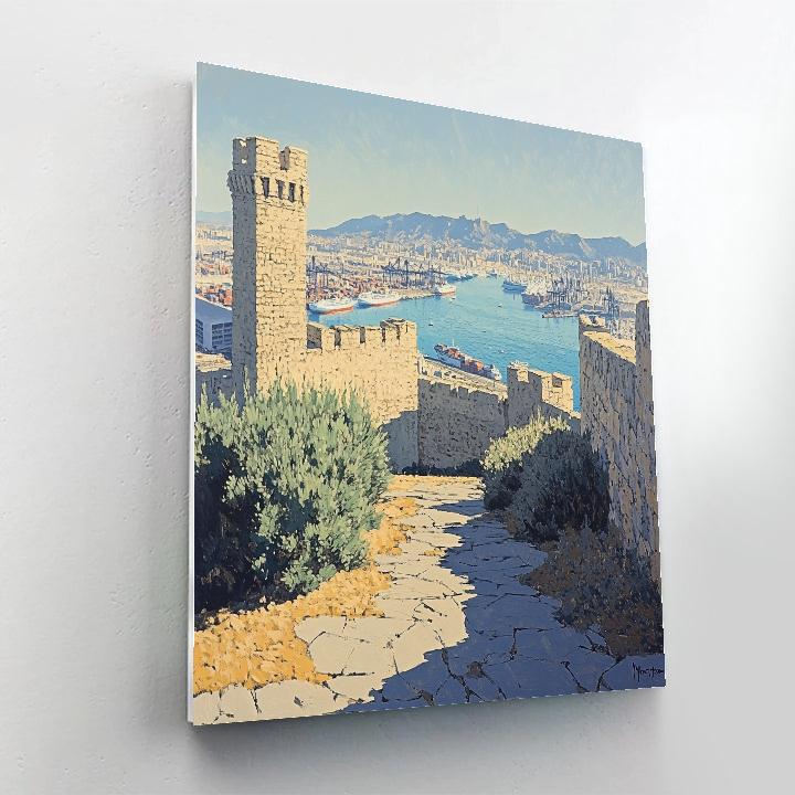 Mountain Backdrop At Montjuic Castle Viewpoint Barcelona Spain paint by number