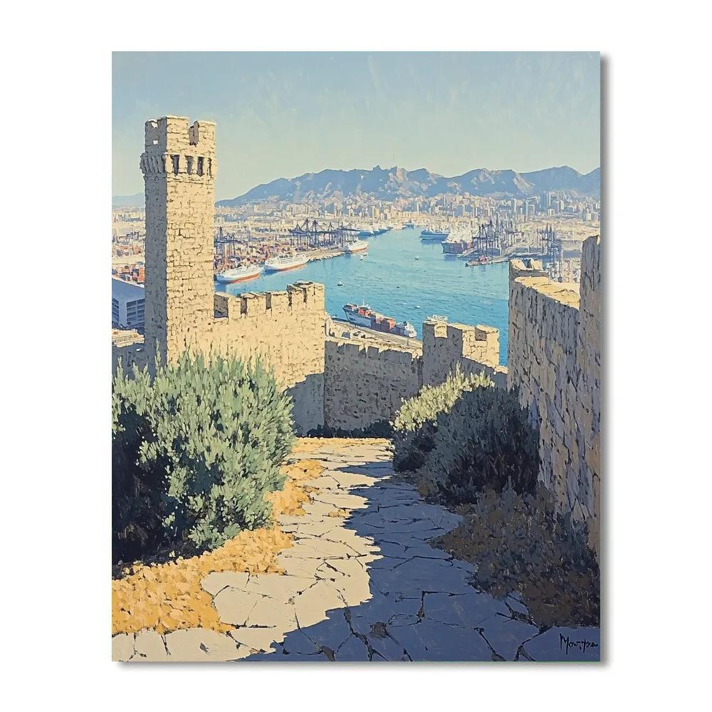 Mountain Backdrop At Montjuic Castle Viewpoint Barcelona Spain paint by number