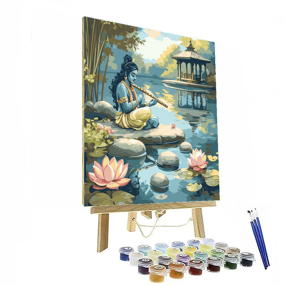 Krishna And The Mirror Pond Of Many Flutes Paint by numbers kits