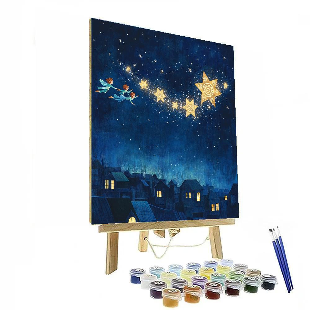 Peter Pan And Tinker Bell Clockwork Star Chase Disney Inspired Numbered painting kits
