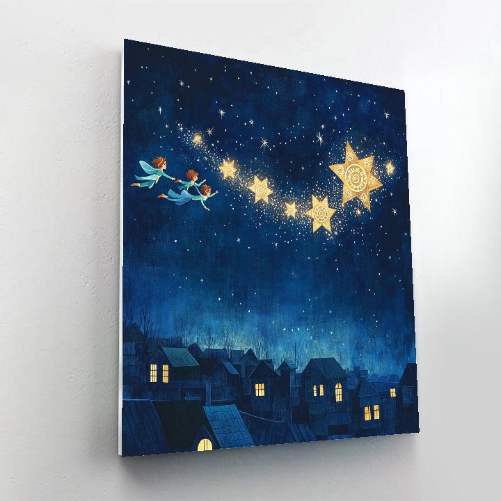 Peter Pan And Tinker Bell Clockwork Star Chase Disney Inspired Numbered painting kits