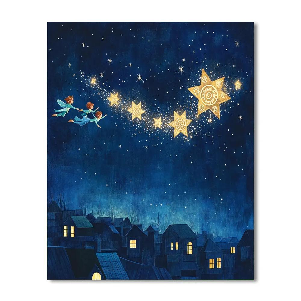Peter Pan And Tinker Bell Clockwork Star Chase Disney Inspired Numbered painting kits