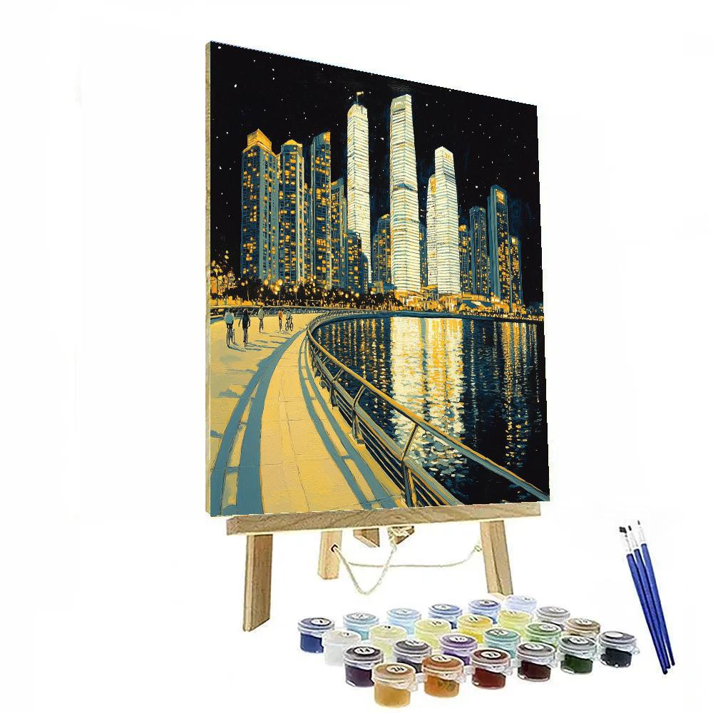 Night Reflections At Singapore Marina Bay Waterfront Singapore Paint by numbers art