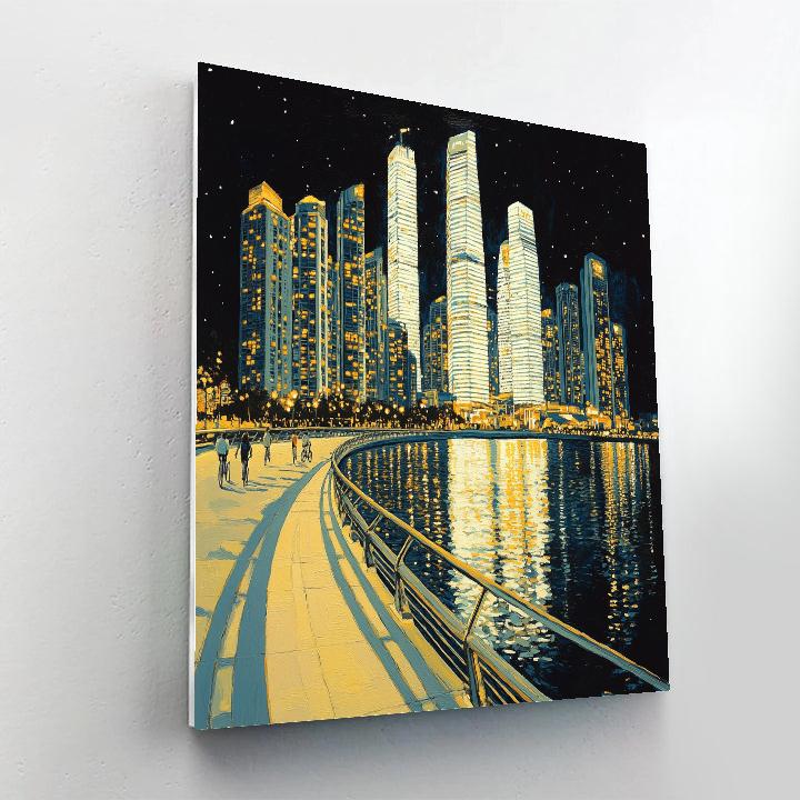 Night Reflections At Singapore Marina Bay Waterfront Singapore Paint by numbers art