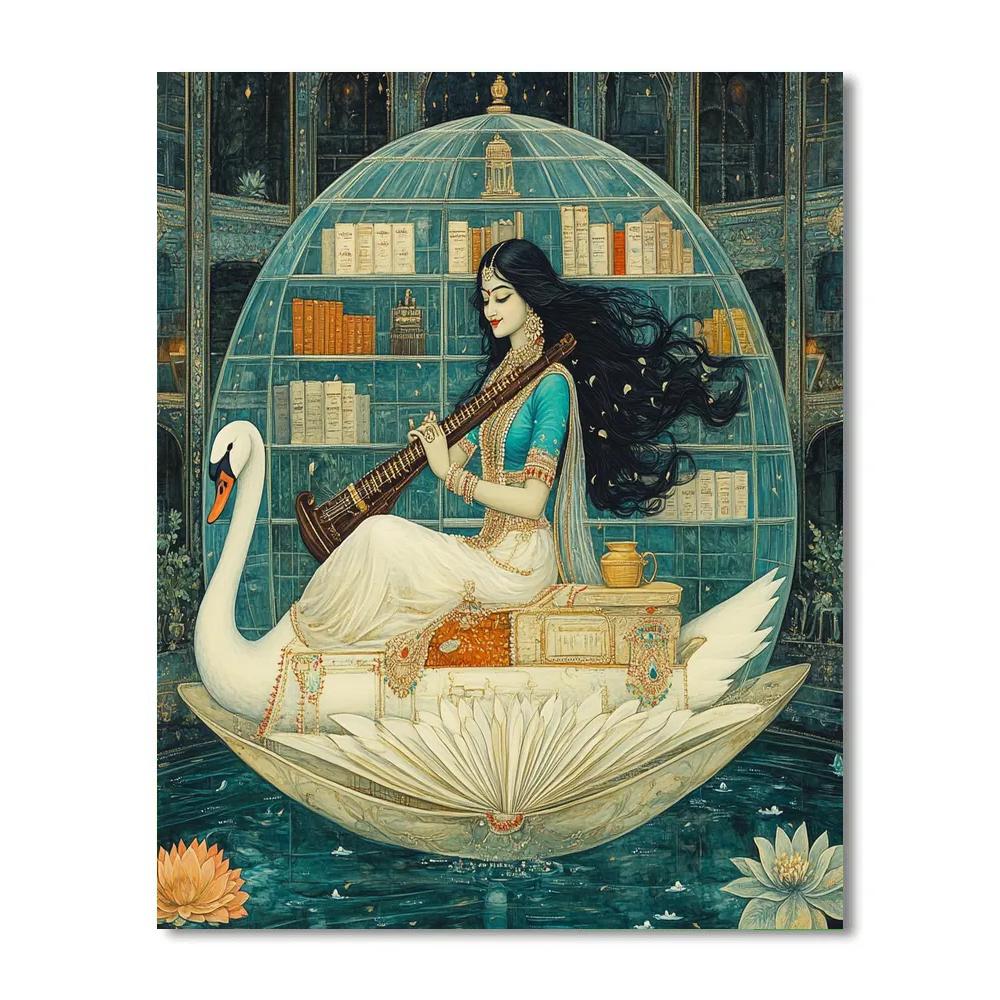 Saraswati In The Orbiting Manuscript Conservatory Paint by numbers art