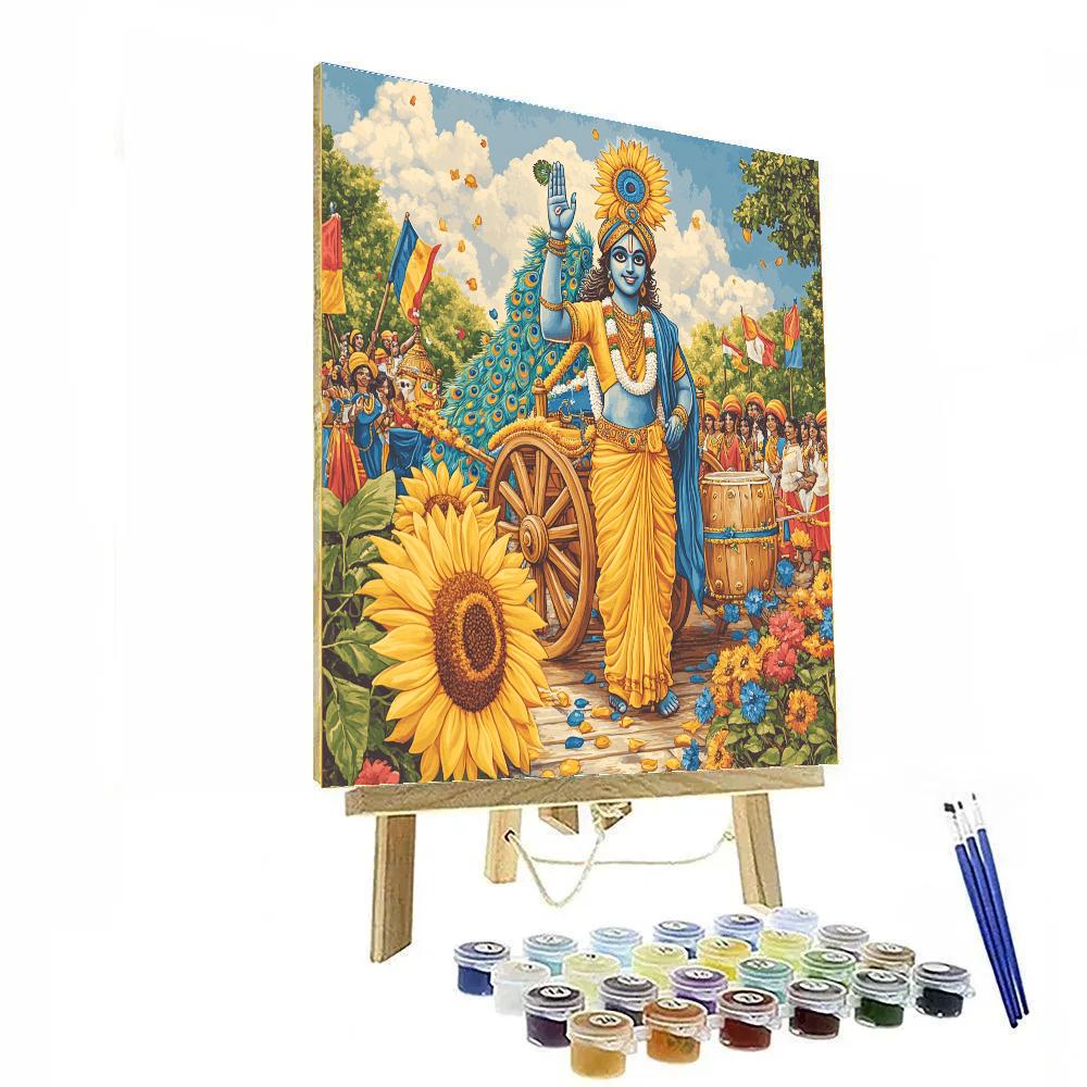 Krishna In The Sunflower Chariot Parade Numbered painting kits
