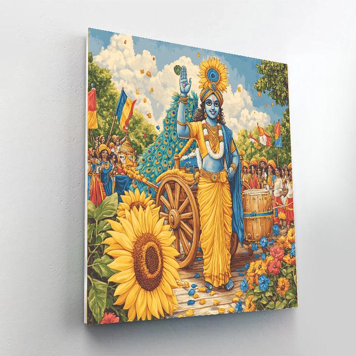 Krishna In The Sunflower Chariot Parade Numbered painting kits