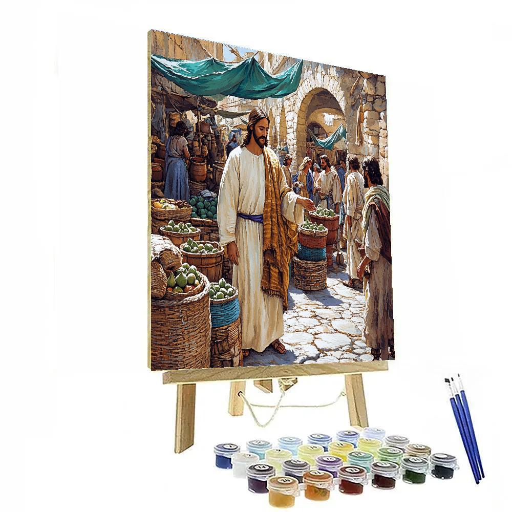 Healing Touch With Jesus In The Marketplace paint by numbers