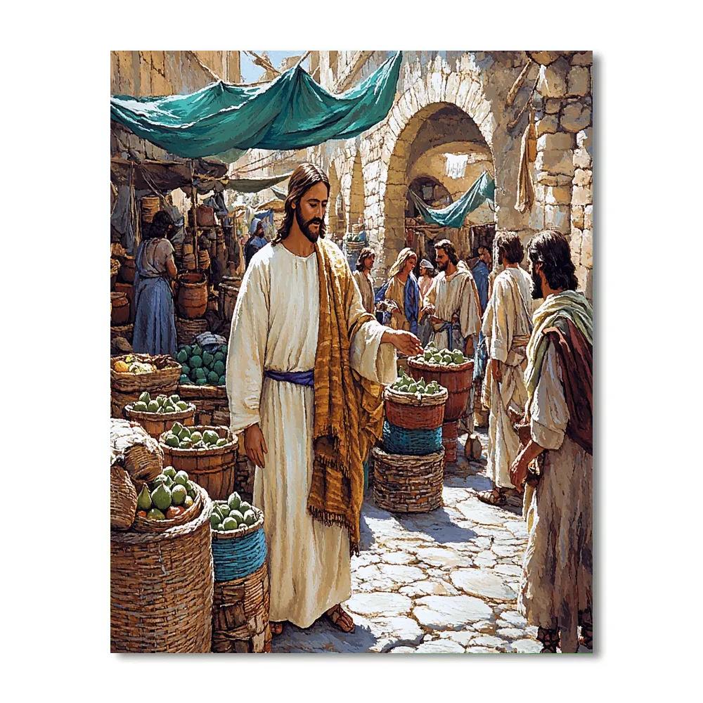 Healing Touch With Jesus In The Marketplace paint by numbers
