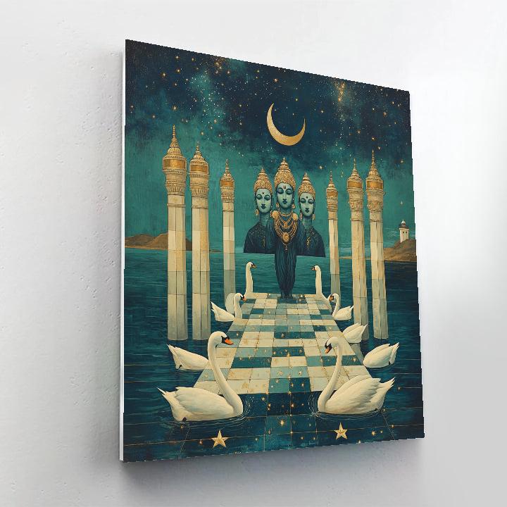 Brahma Swan Harbor At The Edge Of Space painting number kit