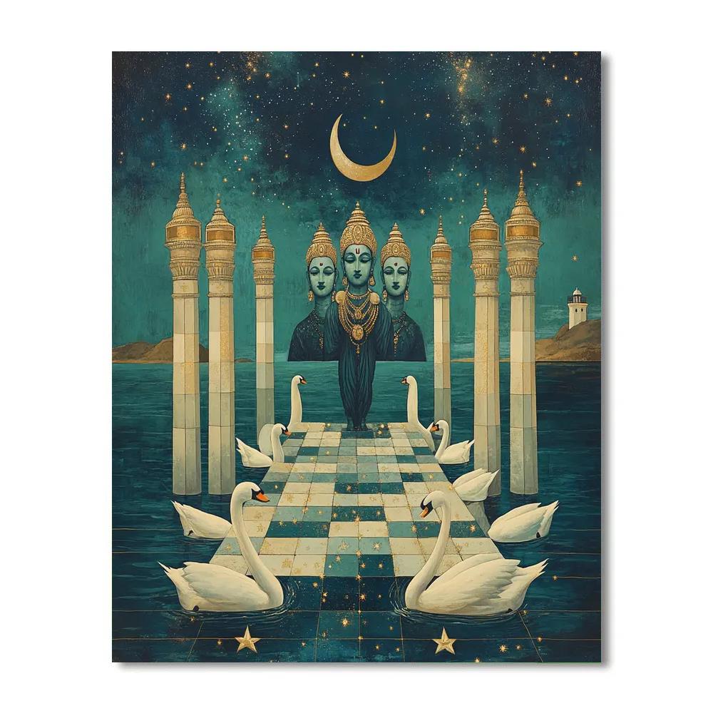 Brahma Swan Harbor At The Edge Of Space painting number kit