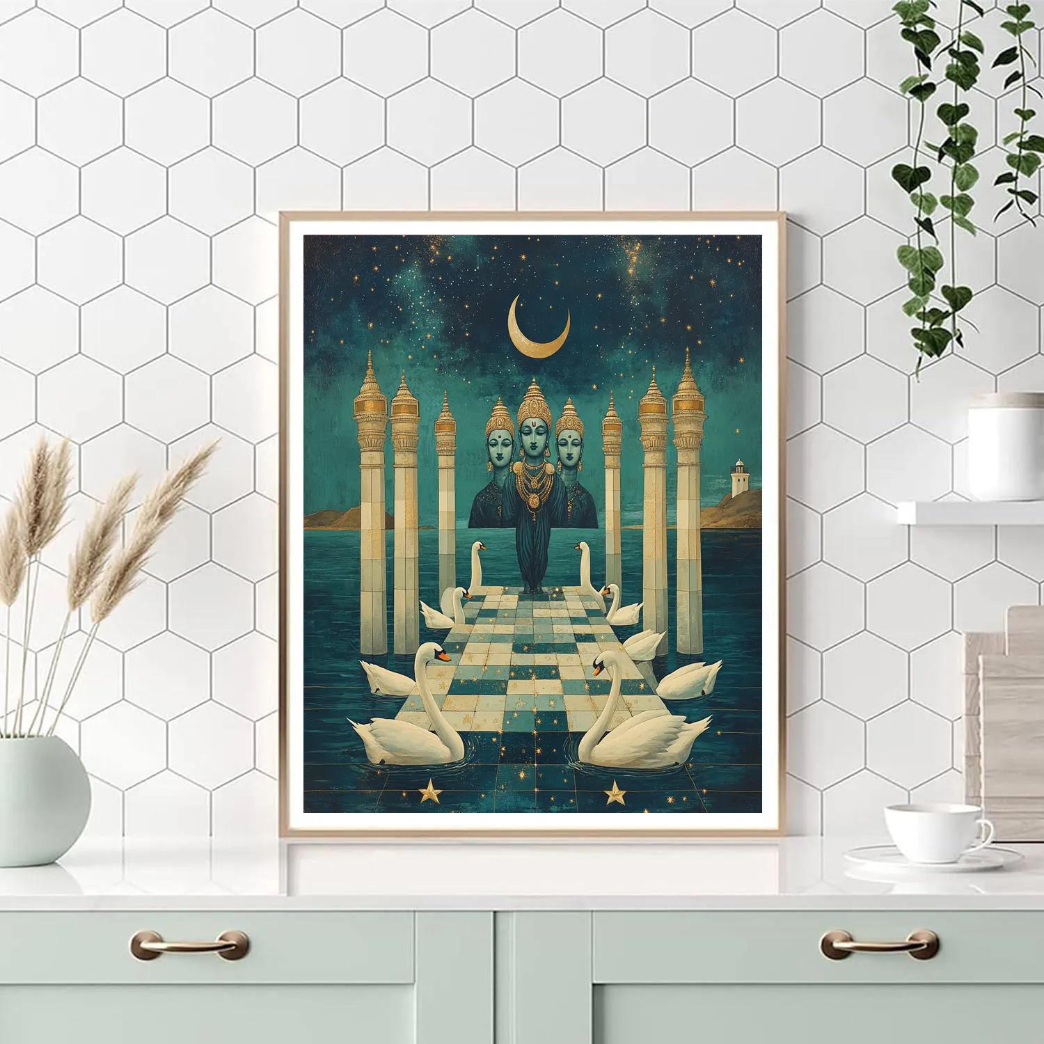 Brahma Swan Harbor At The Edge Of Space painting number kit
