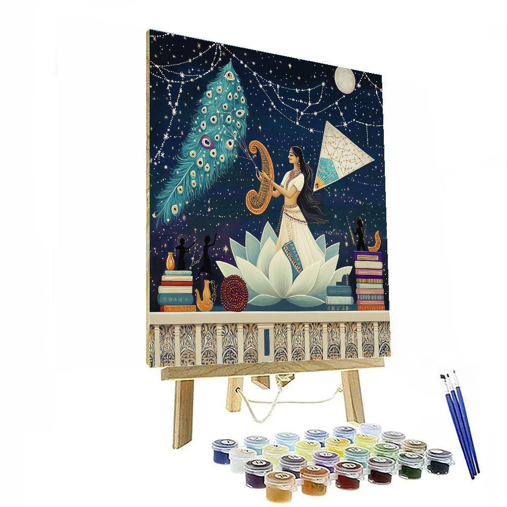 Saraswati And The Constellation Classroom Kite Festival Numbered painting kits