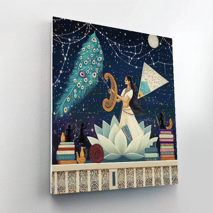 Saraswati And The Constellation Classroom Kite Festival Numbered painting kits