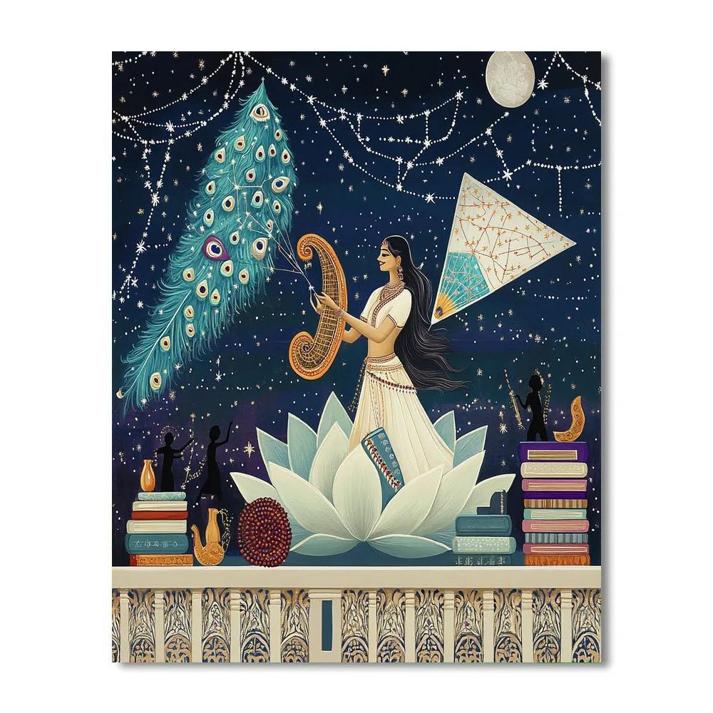 Saraswati And The Constellation Classroom Kite Festival Numbered painting kits