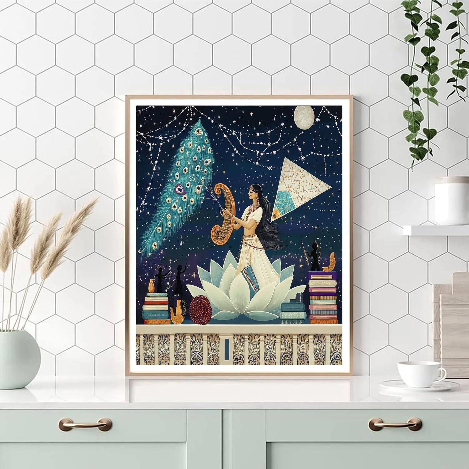 Saraswati And The Constellation Classroom Kite Festival Numbered painting kits